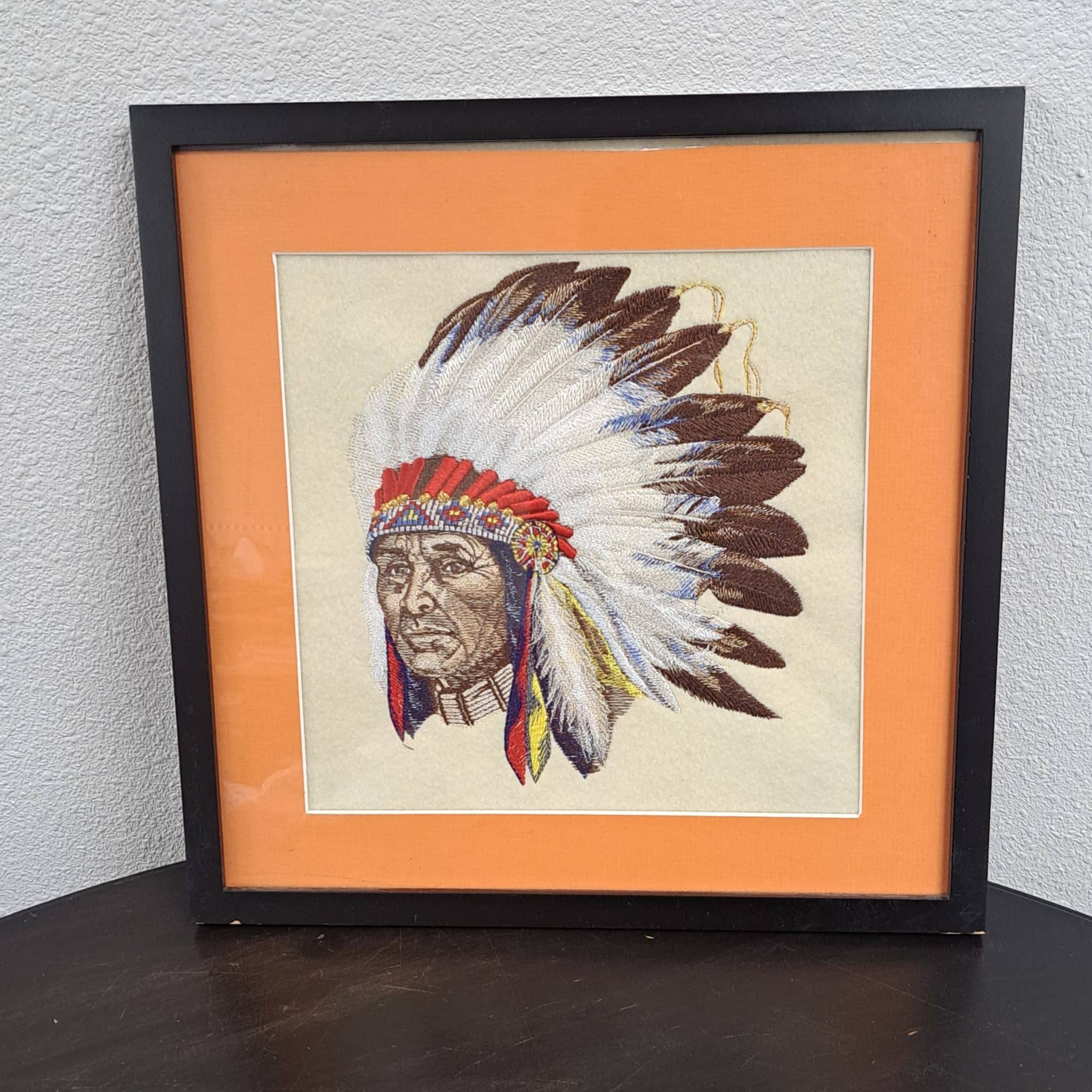 Native American Chief with Headdress - Hanging By A Thread