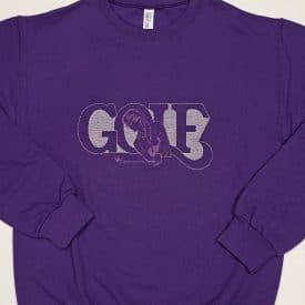 Womans Golf Ponytail Full Purple Crew Sweatshirt